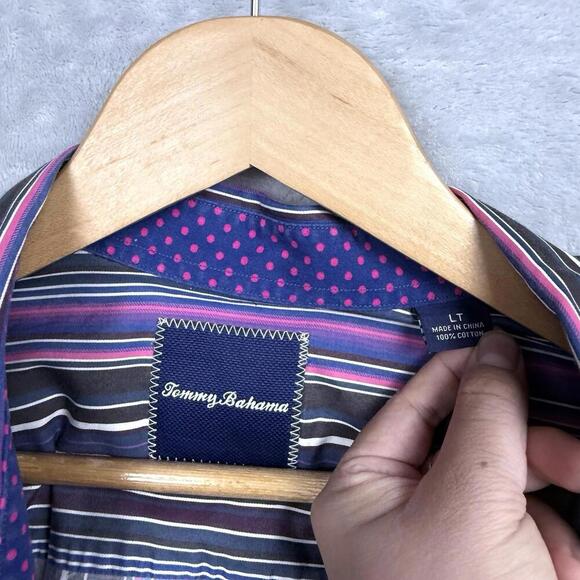 Tommy Bahama Striped 100% Cotton Shirt Men Size LT Colorful Button Up Causal - Picture 3 of 10